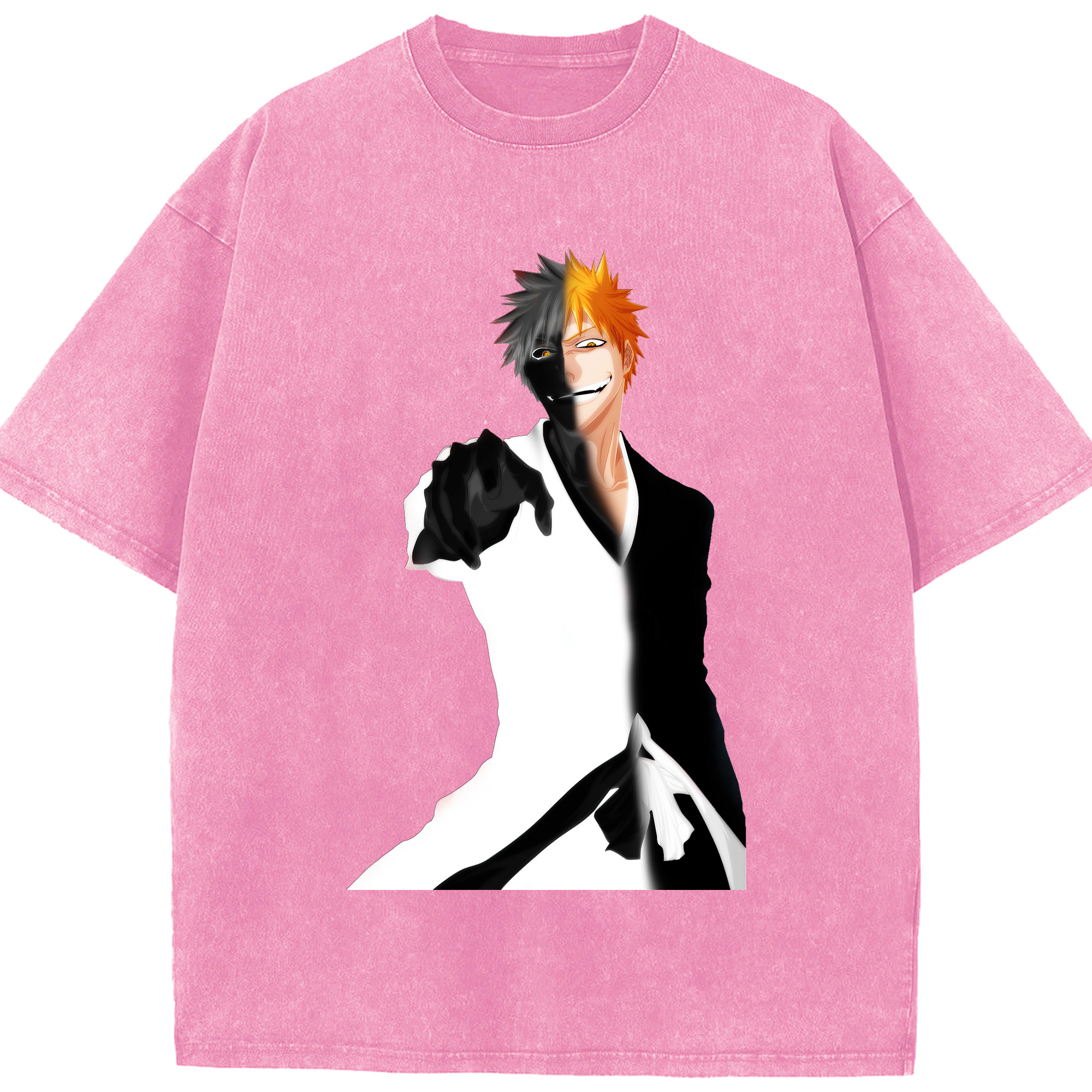 （画像用） ブリーチ 黒崎一護（くろさき いちご）BLEACH Kurosaki Ichigo 綿100% ヴィンテージ風 半袖Tシャツ（フロントプリント）